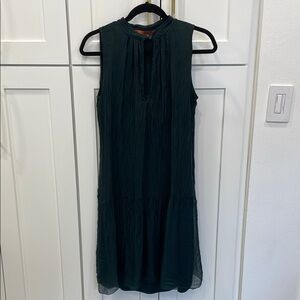 La Fee Maraboutee Dark Green Sleeveless Silk Dress Size 40/Medium